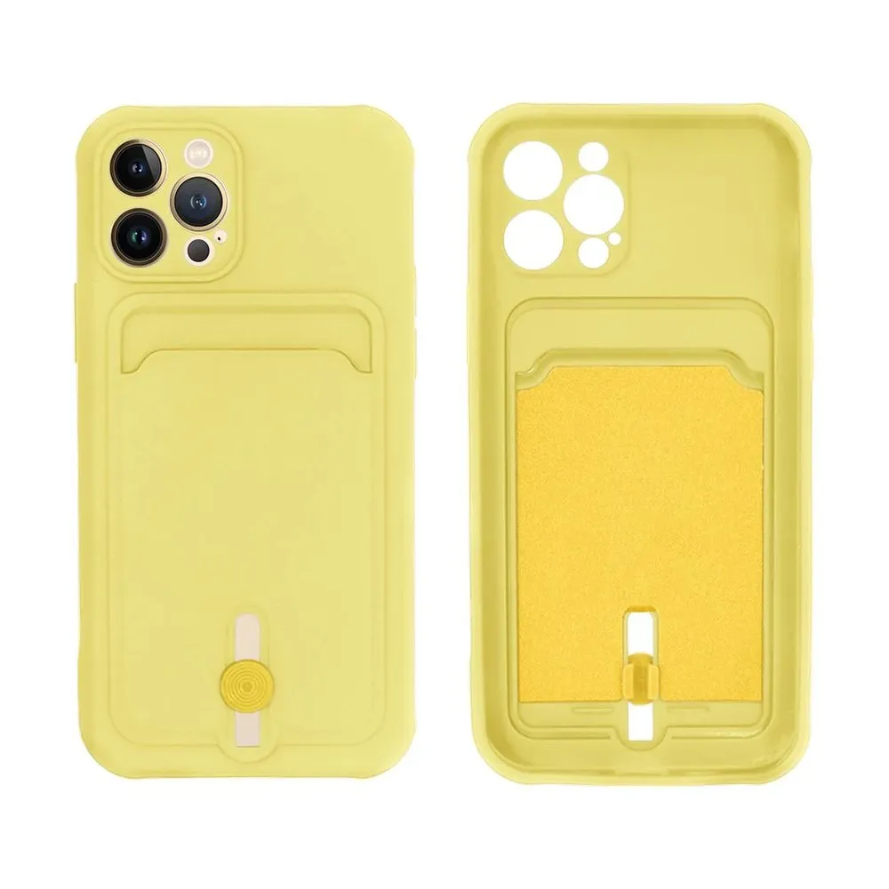 Case for iPhone 14 Pro Silicone Magnetic Wallet Lime Yellow
