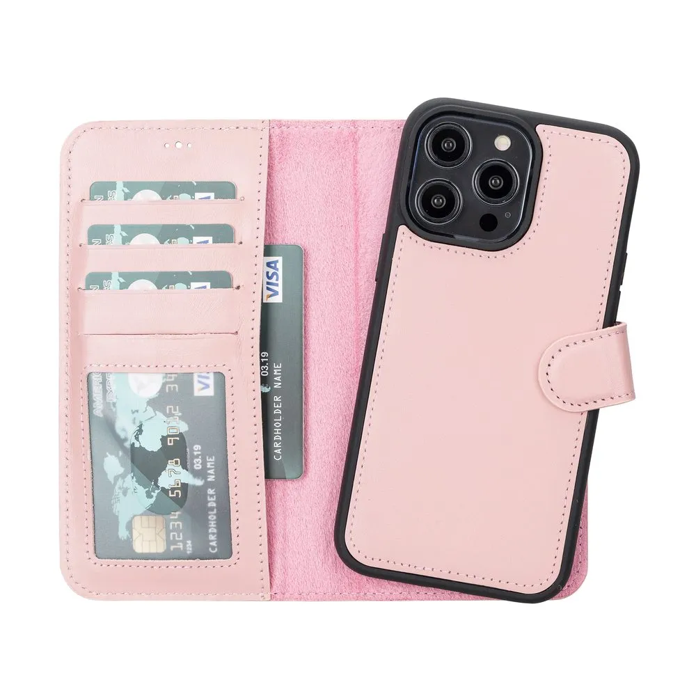 Case for iPhone 14 Pro Max Silicone Magnetic Wallet Pastel Pink