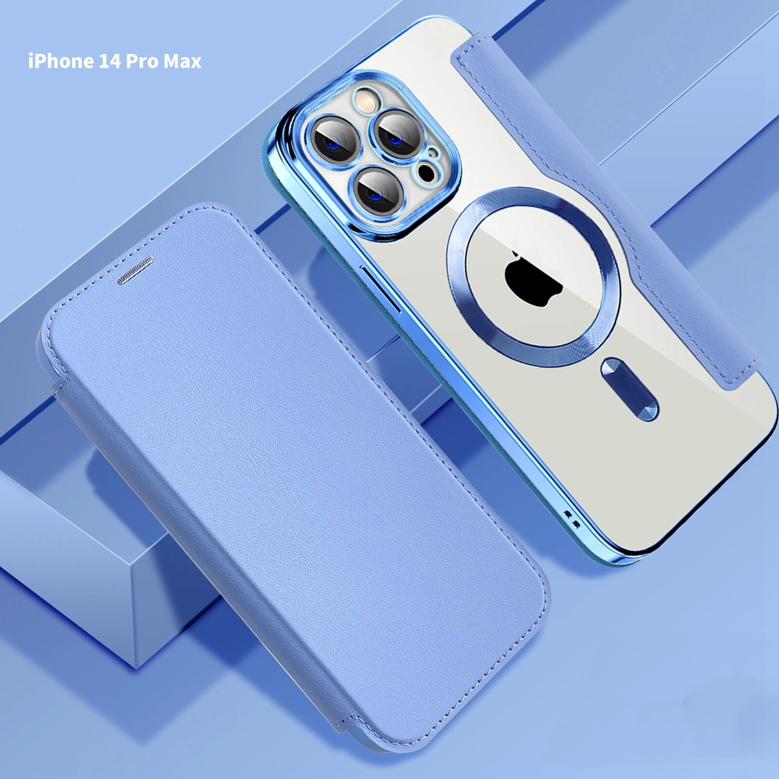 Case for IPhone 14 Pro Max Silicone magnetic wallet case light blue