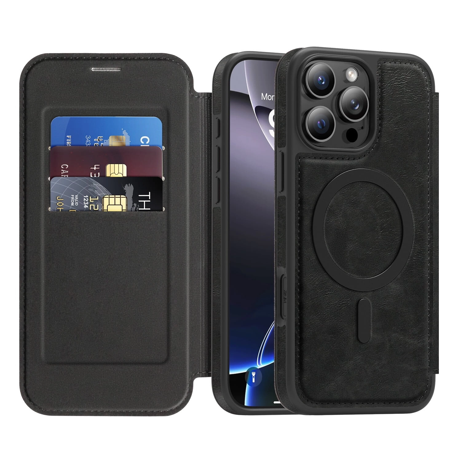 Case for IPhone 14 Pro Max Silicone magnetic wallet case black