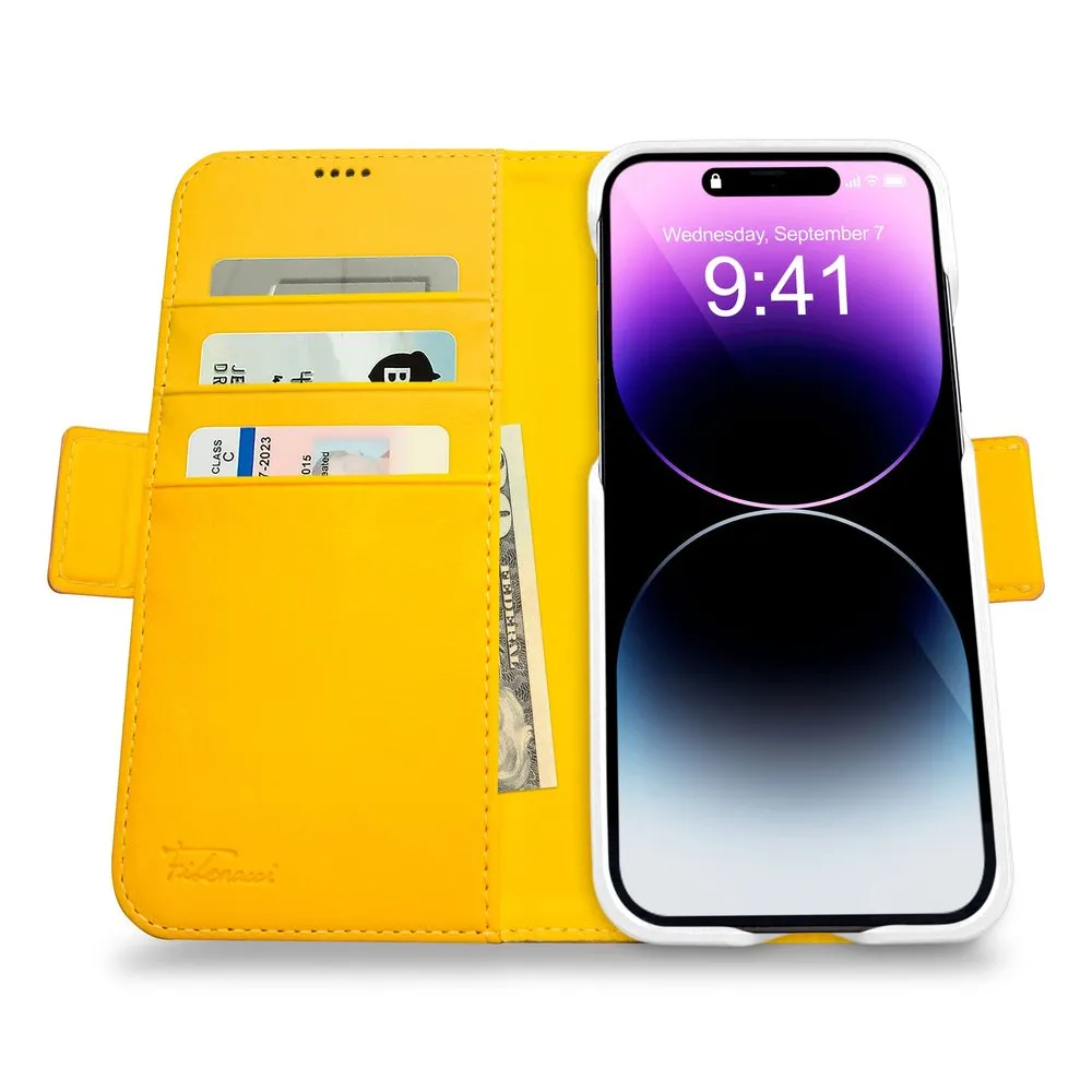 Case for iPhone 14 Pro Max Silicone Magnetic Wallet Lime Yellow
