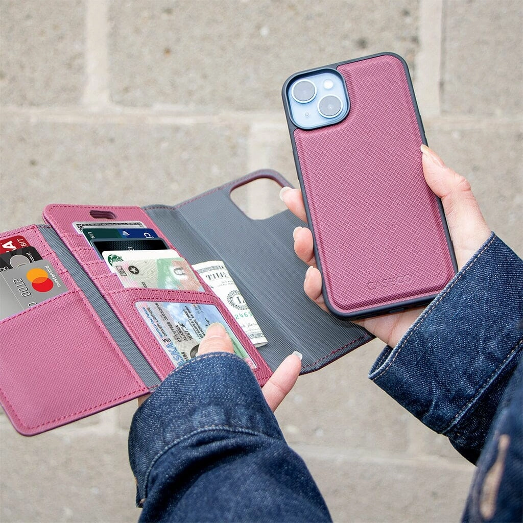 Case for IPhone 14 Pro Max Silicone magnetic wallet dark pink