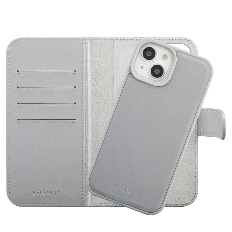 Case for IPhone 15 Silicone magnetic wallet case light gray