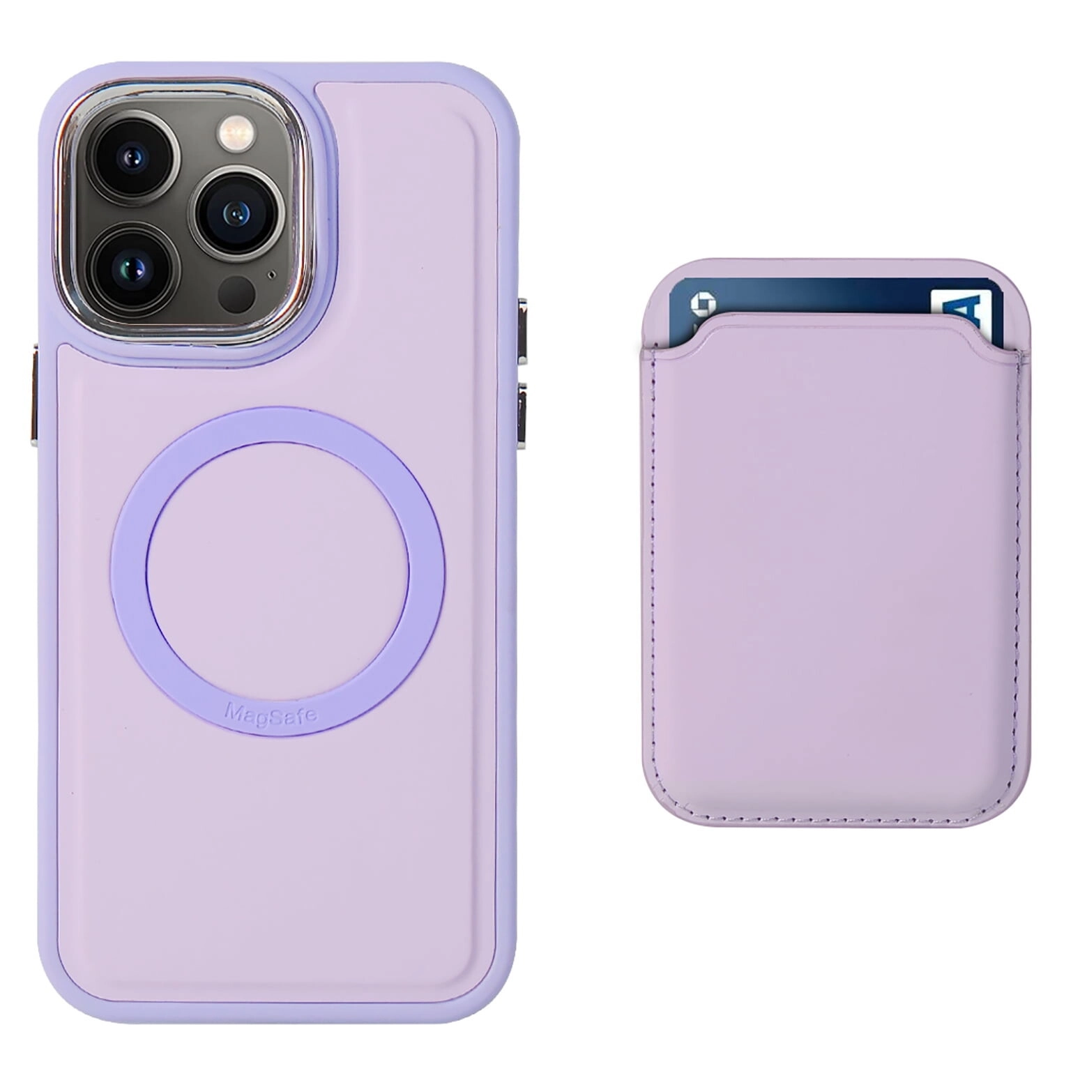 Case for IPhone 15 Pro Silicone magnetic wallet case lilac