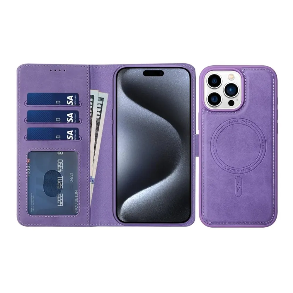 Case for iPhone 15 Pro Max Silicone Magnetic Wallet Lilac