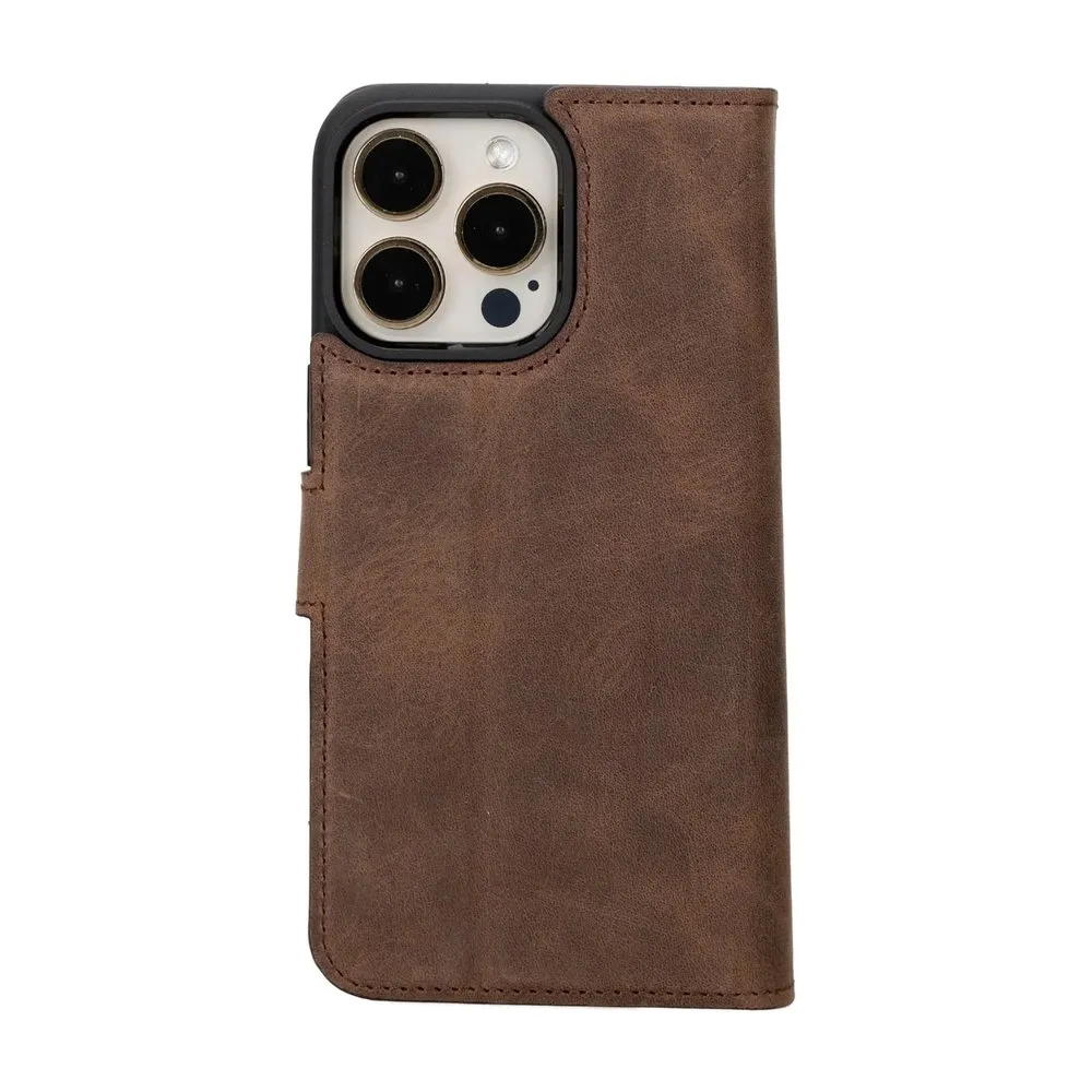 Case for iPhone 15 Pro Max Silicone Magnetic Wallet Dark Brown