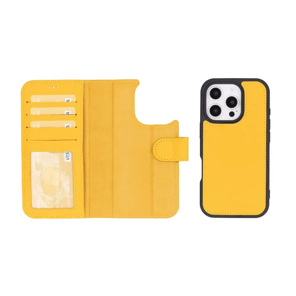Case for iPhone 16 Pro Silicone Magnetic Wallet Lime Yellow