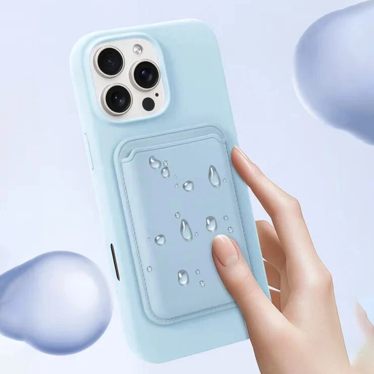 Case for IPhone 16 Pro Max Silicone magnetic wallet case light blue