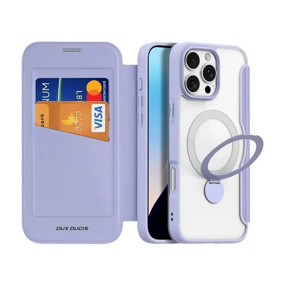 Case for iPhone 16 Pro Max Silicone Magnetic Wallet Lilac