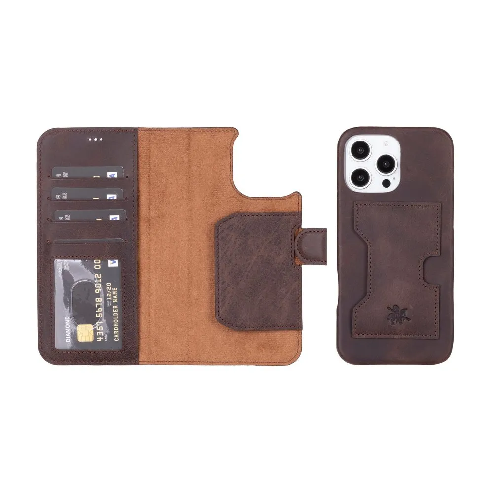 Case for iPhone 16 Pro Max Silicone Magnetic Wallet Dark Brown