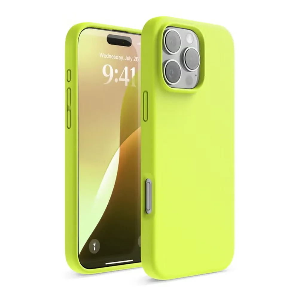 Case for iPhone 16 Pro Max Silicone Magnetic Wallet Lime Yellow