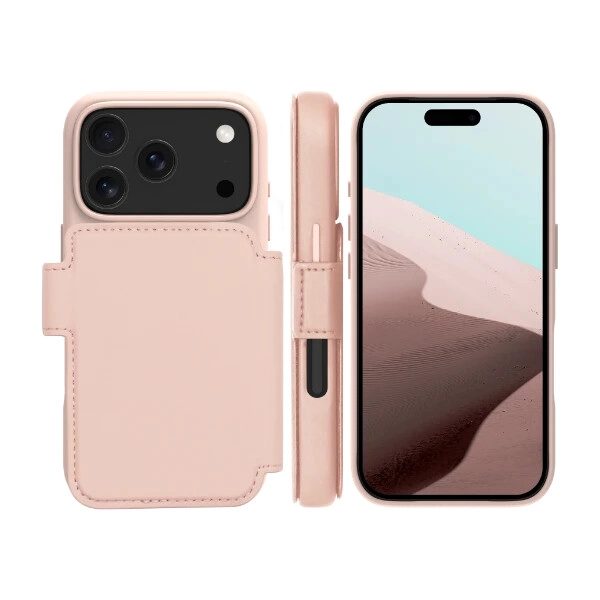 Case for IPhone 17 Pro Silicone magnetic wallet case pastel pink