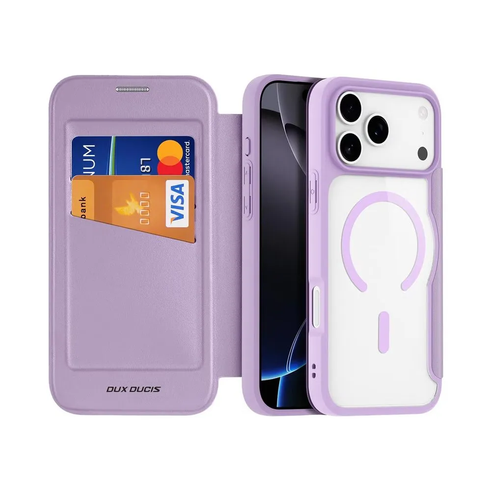 Case for iPhone 17 Pro Silicone Magnetic Wallet Lilac