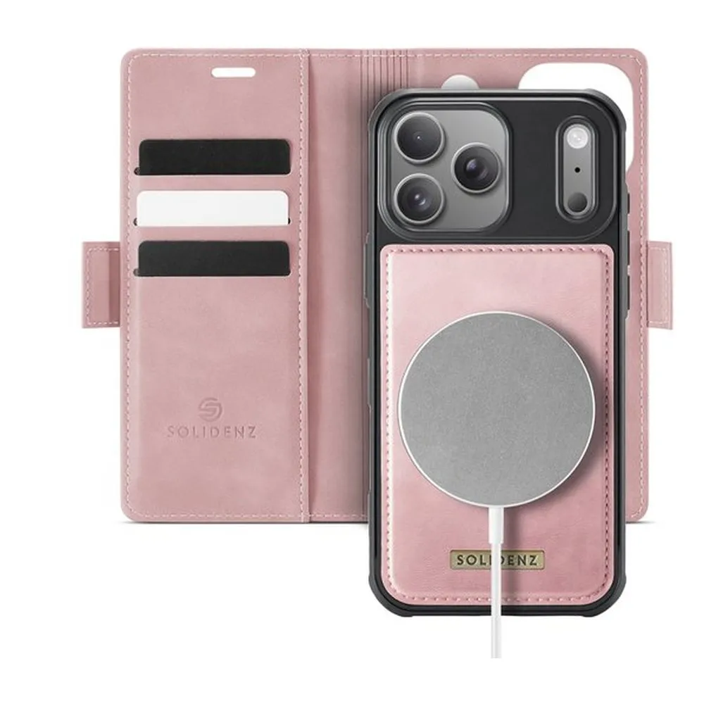 Case for iPhone 17 Pro Max Silicone Magnetic Wallet Pastel Pink