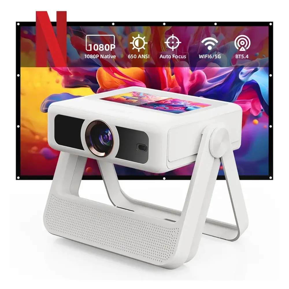 TMY 1080p Mini Projector with Built-In Netflix App, 2-Way Bluetooth, Wi-Fi 6