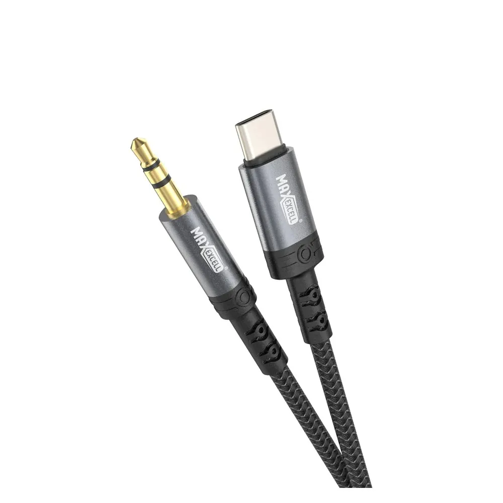 MICCELL Type-C Audio Adapter 3.3ft (1m) Gray Braided VQ-AUX004